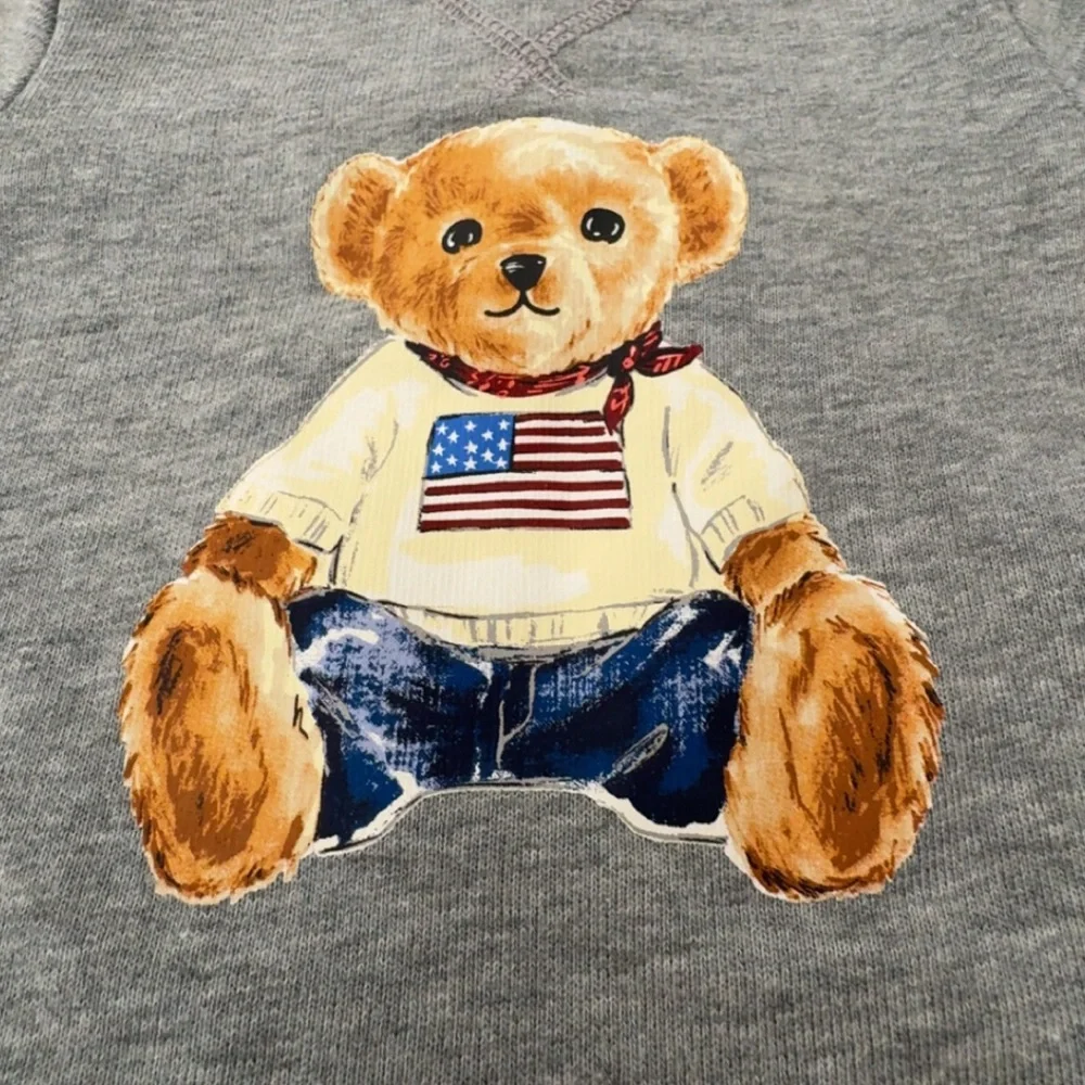 Ralph Lauren Polo‎ Bear Gray Fleece Coverall One Piece Size 6 Months